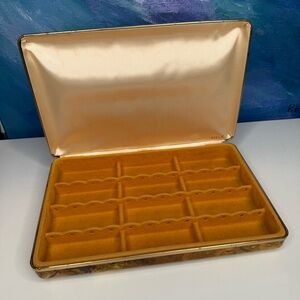 Vintage Mele Earring Jewelry Box Hard Travel Case Rust Orange Granny Core MCM